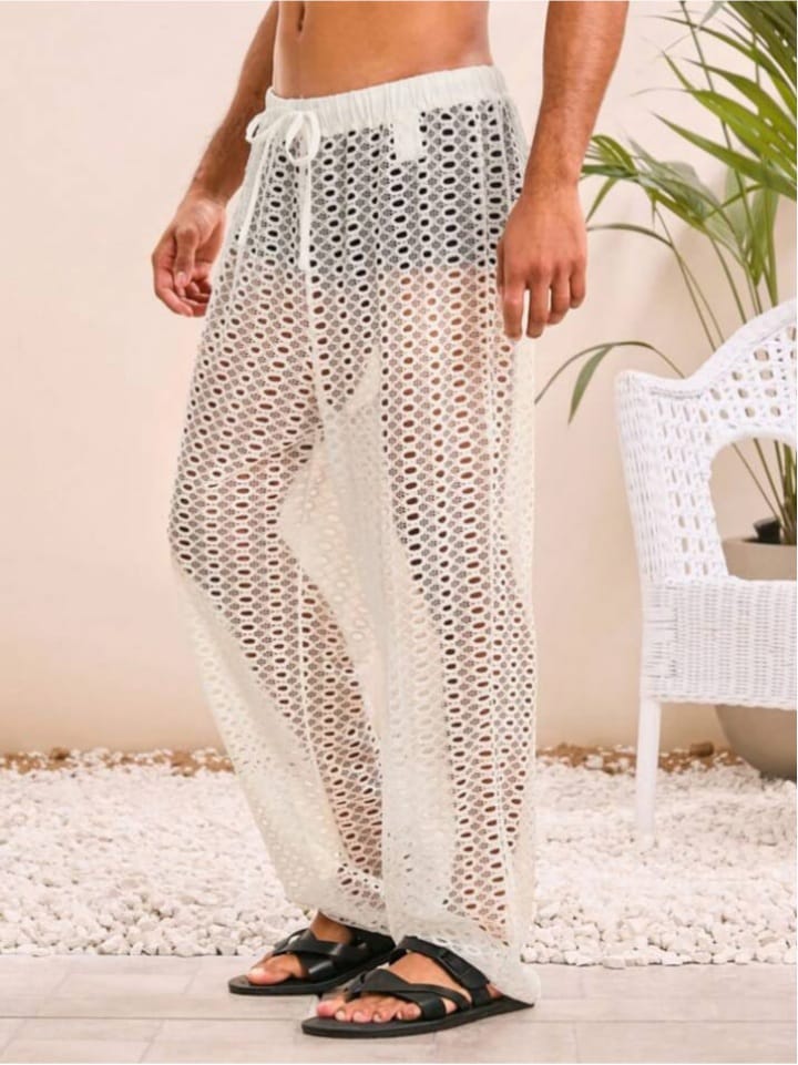 Men's Knitted casual Loose Fit Elastic Waist Straight Leg Lounge Pant